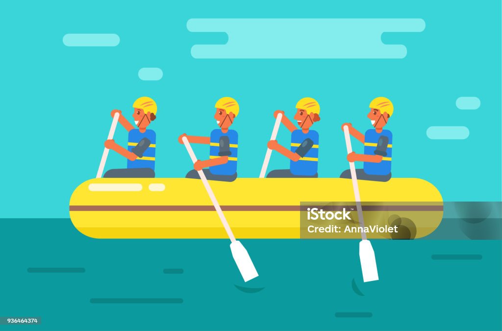 Rafting Vector Cartoon Isolated Stock Illustration - Download Image Now ...