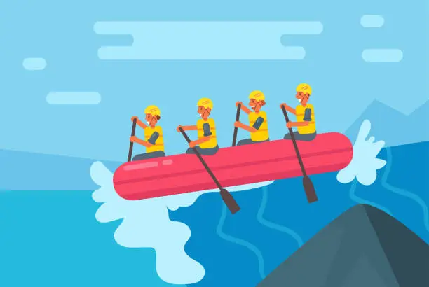 Vector illustration of Rafting. Vector. Cartoon. Isolated