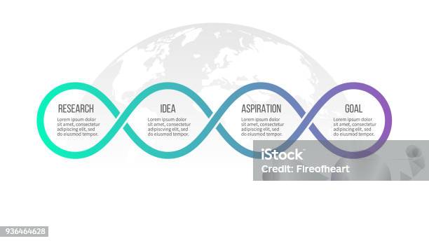 Business Infographics Timeline With 4 Steps Options Loops Vector Template Stock Illustration - Download Image Now