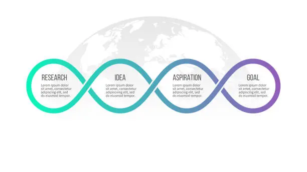 Vector illustration of Business infographics. Timeline with 4 steps, options, loops. Vector template.