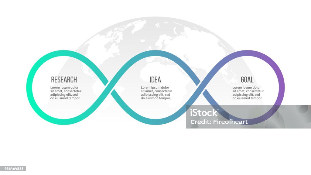 Business infographics. Timeline with 3 steps, options, loops. Vector template. Number 3 stock vector