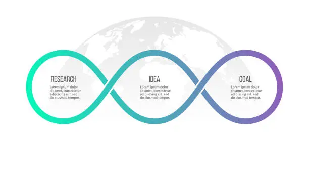 Vector illustration of Business infographics. Timeline with 3 steps, options, loops. Vector template.