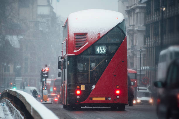 istock London bus in the snow 936465840
