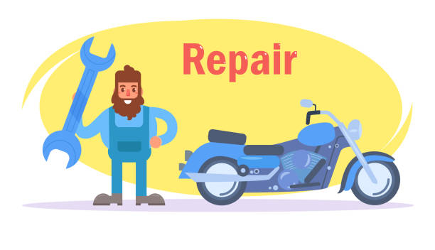 Check Motorcycle Maintenance Vector 70+ Black Man Fixing Bike Stock Illustrations, Royalty-Free Vector ...