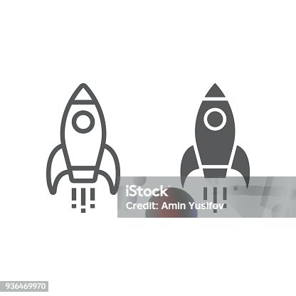 istock Startup line and glyph icon, development and business, rocket sign vector graphics, a linear pattern on a white background, eps 10. 936469970