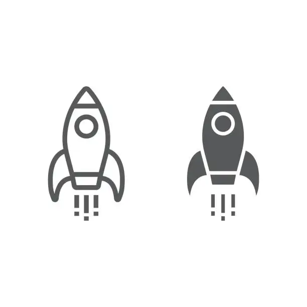 Vector illustration of Startup line and glyph icon, development and business, rocket sign vector graphics, a linear pattern on a white background, eps 10.