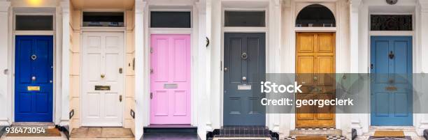 Multi Coloured Doors Of London Stock Photo - Download Image Now - Door, Front Door, House