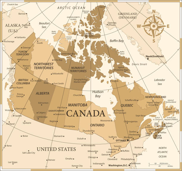 ilustraciones, imágenes clip art, dibujos animados e iconos de stock de 25 - canadá - 10 de oro vintage - alberta map canada cartography
