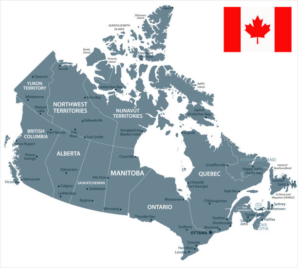 ilustrações de stock, clip art, desenhos animados e ícones de 30 - canada - grayscale isolated 10 - alberta map canada cartography