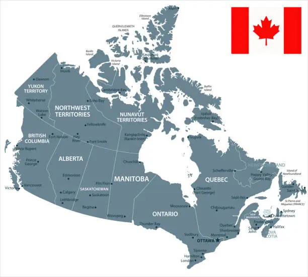 Vector illustration of 30 - Canada - Grayscale Isolated 10