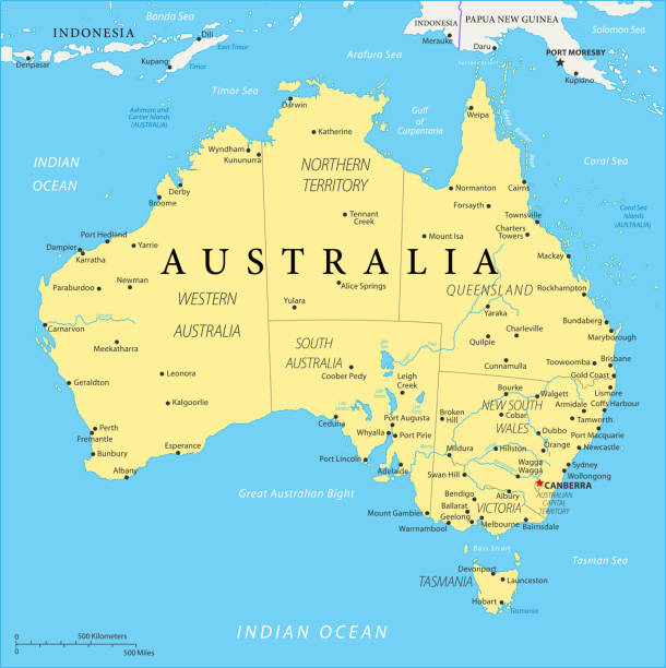 карта австралии - вектор - queensland stock illustrations