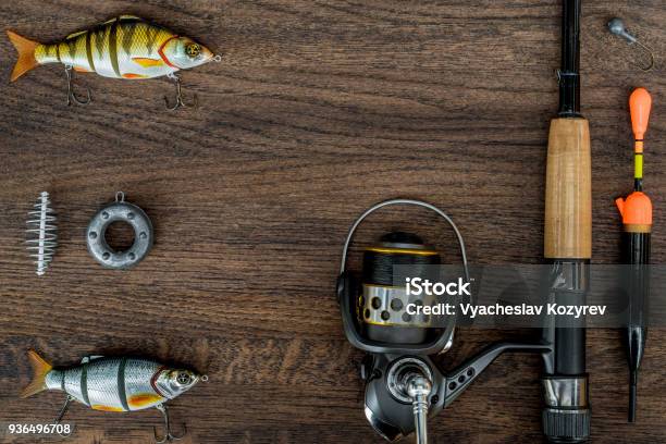 Background Or Background Of Fishing Tackle Stock Photo - Download Image Now  - Backgrounds, Brown, Close-up - iStock