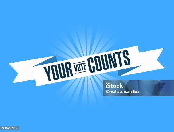 Your Vote Counts Blue Ribbon Illustration Design Graphic Stock Illustration - Download Image Now