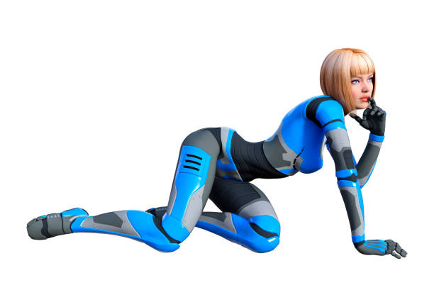 istock 3D illustration female robot on white 936499904