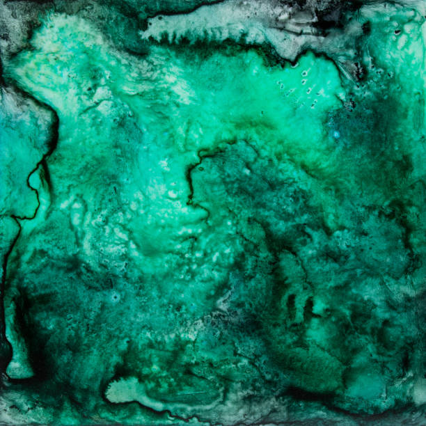 istock Square watercolor with green and black. 936500686