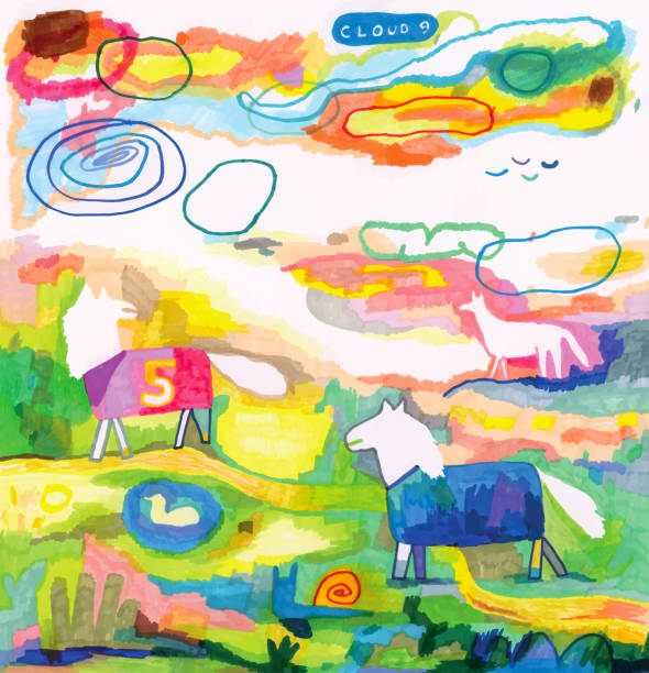 istock Colourful country landscape with horses in coats 936501572