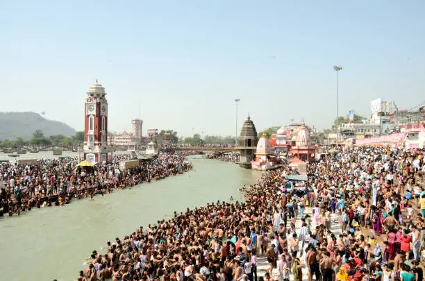 Religious bath in the river