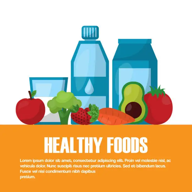 Vector illustration of healthy foods lifestyle