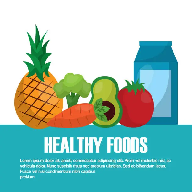 Vector illustration of healthy foods lifestyle