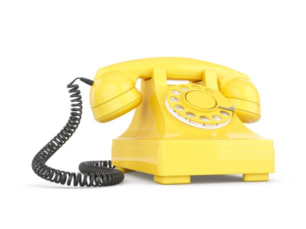 istock 3D rendering yellow vintage phone isolated on white background 936524860