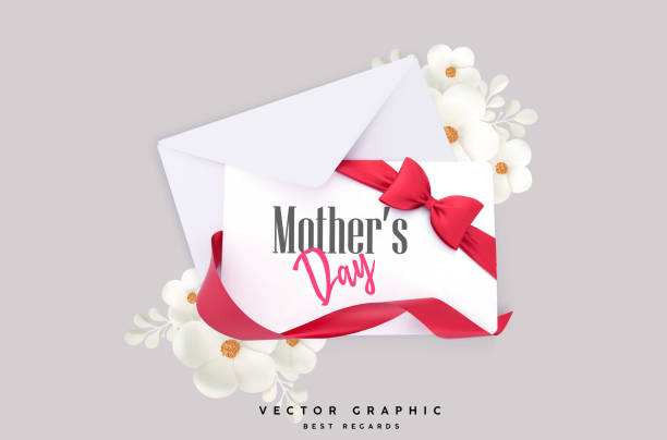 illustrations, cliparts, dessins animés et icônes de notion de vecteur de la fête des mères, carte-cadeau et enveloppe - gift mothers day birthday giving