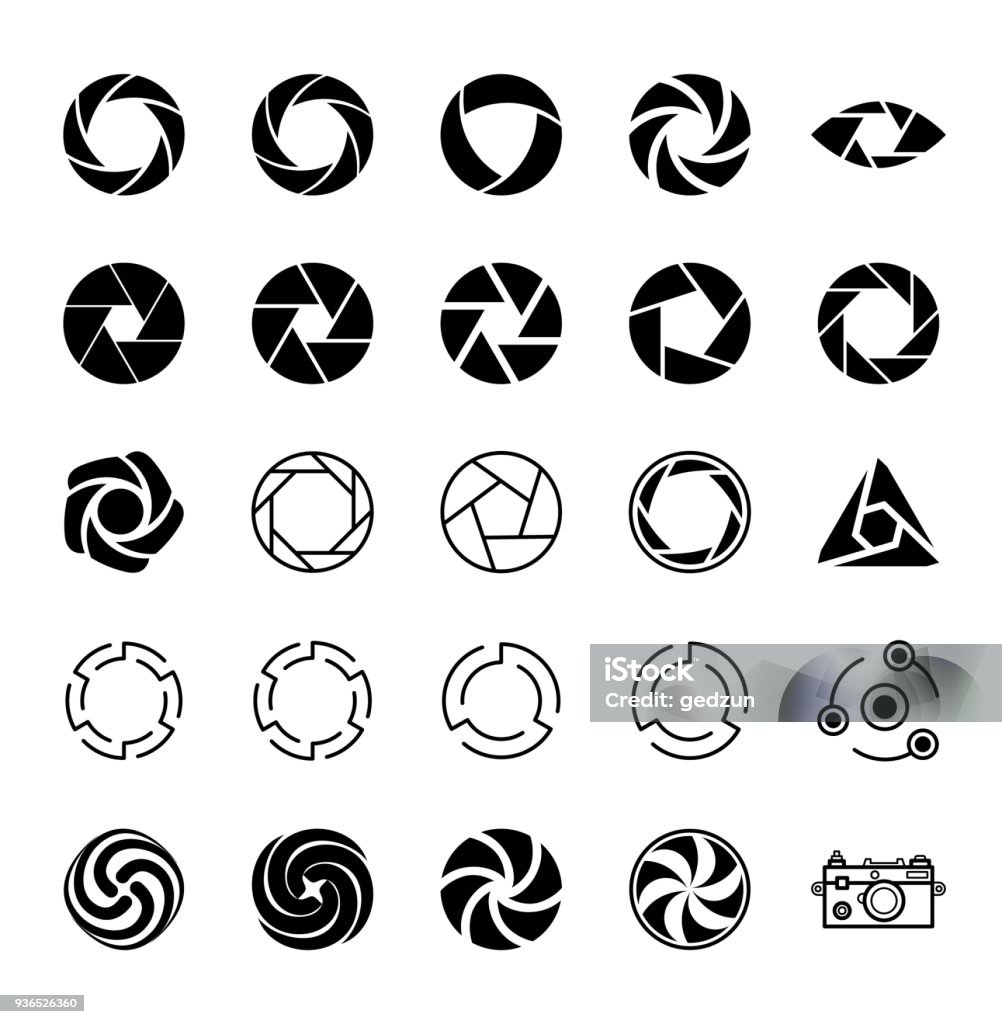Aperture and Photo. Aperture and Photo. Set of Icons. Image Focus Technique stock vector