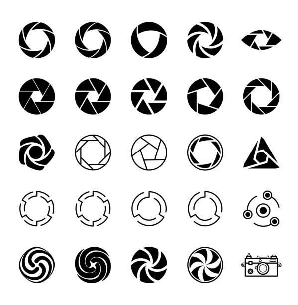 Aperture and Photo. Aperture and Photo. Set of Icons. image focus technique stock illustrations