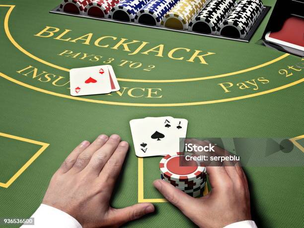 Blackjack Casino Table Stock Photo - Download Image Now - Blackjack, Playing, Table