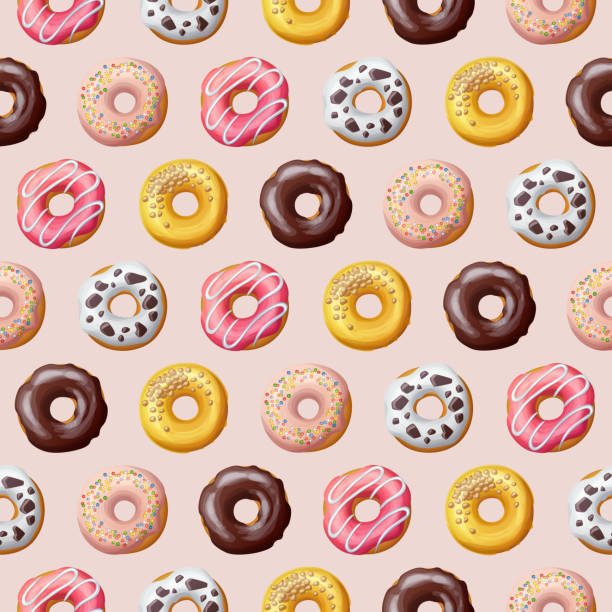 ilustrações, clipart, desenhos animados e ícones de donut padrão perfeito. ilustração vetorial - pattern chocolate sprinkles textured