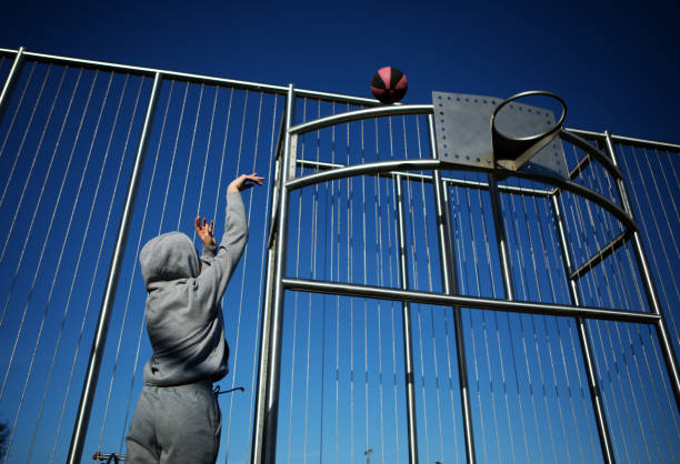 Outdoor urban basketball training session for individual female teenage girl streetball player Outdoor urban basketball training session for individual female teenage girl streetball player sports training drill stock pictures, royalty-free photos & images