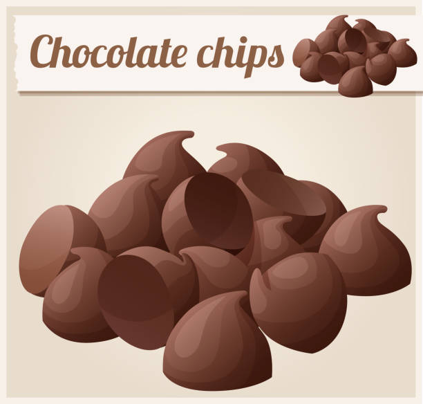 illustrations, cliparts, dessins animés et icônes de semisweet chocolat chips. icône détaillée de vecteur - chocolate chip cookie cookie preparing food chocolate