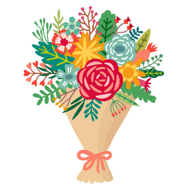 illustrazioni stock, clip art, cartoni animati e icone di tendenza di bouquet di fiori vettoriali. illustrazione a grappolo floreale - cut flowers