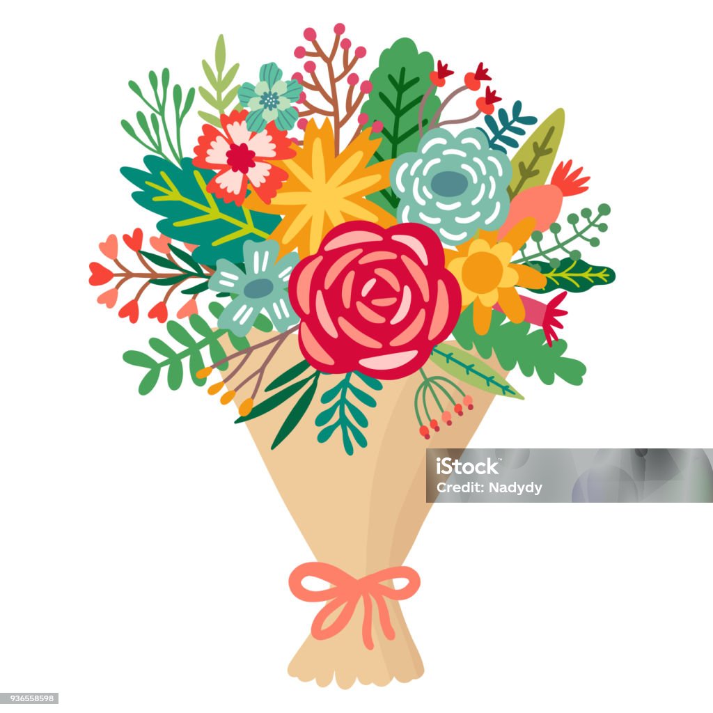 Vector flower bouquet. Floral bunch illustration Vector flower bouquet. Floral bunch illustration isolated Bouquet stock vector