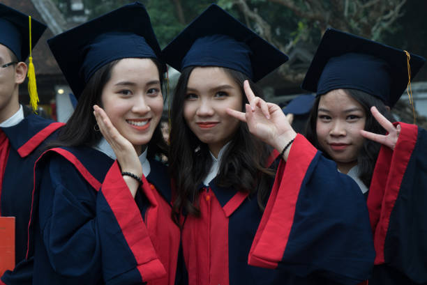 Proud High School Graduates of Hanoi stock photo