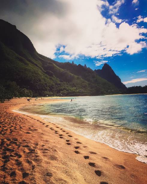 istock footprints along the beach in Hawaii 936559810