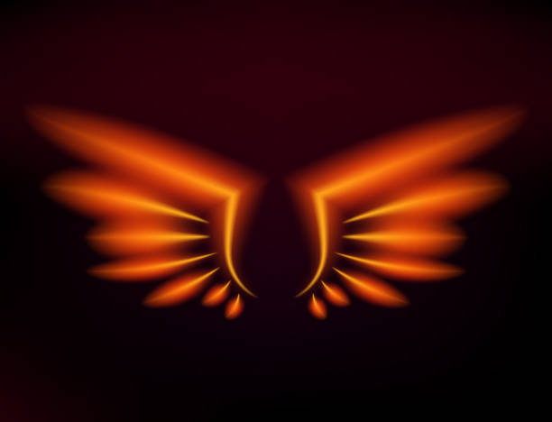 istock Bird fire wings vector fantasy feather burning fly mystic glow fiery burn hot art wings illustration on black 936571542