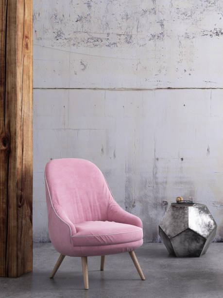 istock Chair with coffee table and blank wall template 936572894