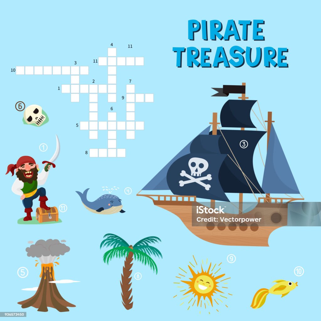 Piraten Puzzle Vektor Schatz Kreuzworträtsel Labyrinth