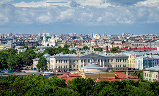 Aerial view on Saint Patersburg from Isaac Cathedral, Russia