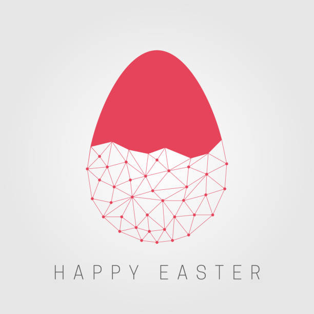 ilustrações de stock, clip art, desenhos animados e ícones de polygonal easter egg.  network connections concept. happy easter holidays. - easter eggs red