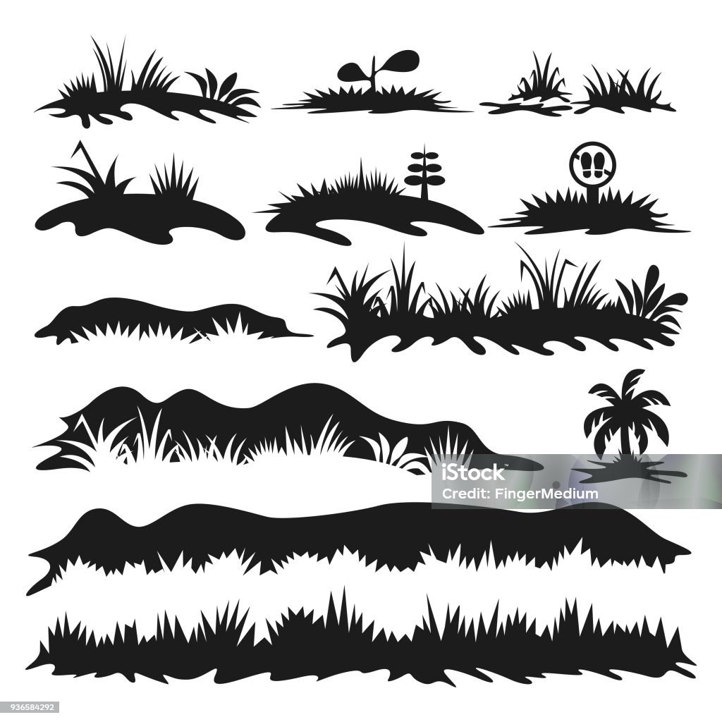 Grass icons Bush stock vector