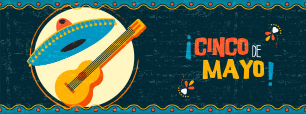 행복 한 독립 기념일 멕시코 mariachi 웹 배너 - mexico mexican culture cinco de mayo art stock illustrations
