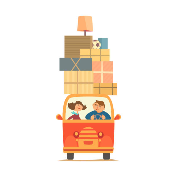 새 집으로 변경 - moving van illustrations stock illustrations