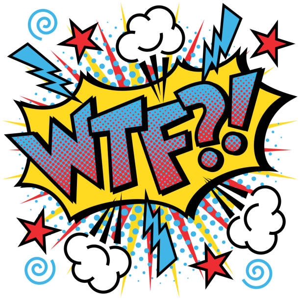 WTF?! Text Design Pop Art-styled WTF?! cartoon acronym text design on exploding background. wtf stock illustrations