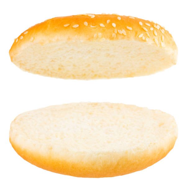 istock Burger bun empty isolated. American food classic burger round bread isolated at white background 936607340