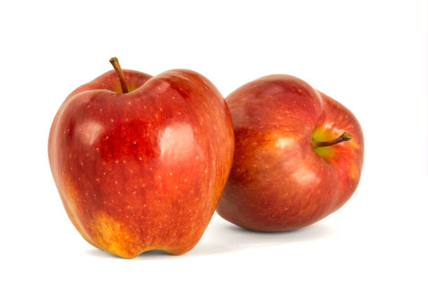 istock Variety of ripe red apples Red Chief isolate white background. Procurement under inscription and illustration 936611550