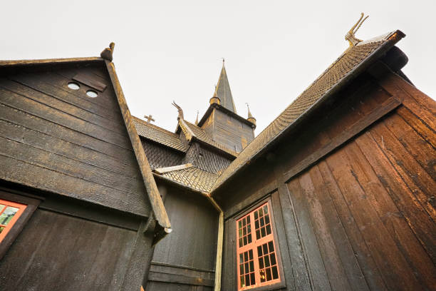 Old wooden church in the Norwegian town Lom