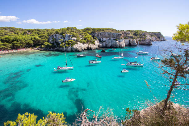 istock Boats and yachts on Macarella beach, Menorca, Spain 936621620