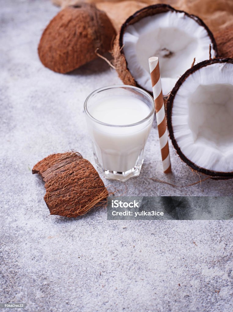 Non-dairy coconut milk. Healthy drink Non-dairy coconut milk. Healthy drink. Selective focus Dieting Stock Photo