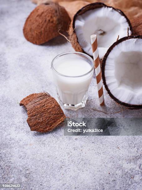 Nondairy Coconut Milk Healthy Drink Stock Photo - Download Image Now - Dieting, Food, Freshness